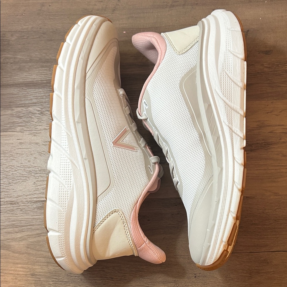 Vionic Women's Sneakers in White, Pink, Tan - Picture 4 of 9